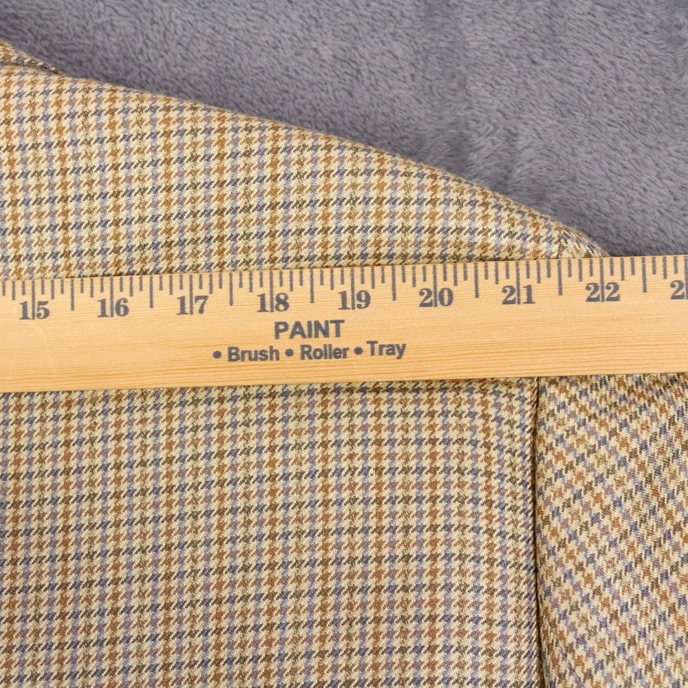 Lauren Ralph Lauren Blazer Mens 48R Tan Brown Houndstooth 100% Silk Sport Coat